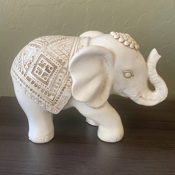 Carved Tribal Elephant Statue Decor - Picture 3 of 8